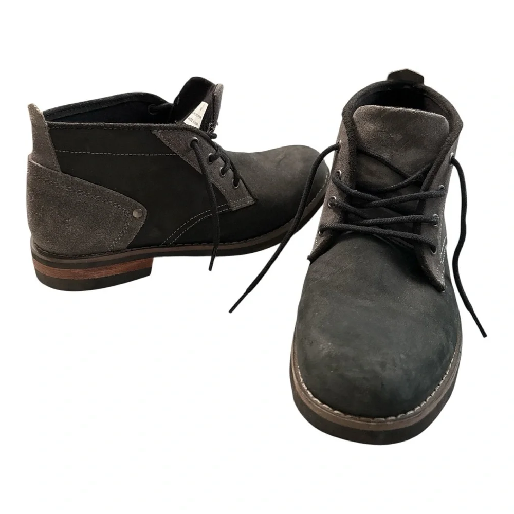 Black Gray Suede Rugged Ankle Work Boots Lace Up Unisex Men’s 9 women’s 10.5